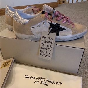 NEW! Golden Goose Super-Star Sneakers Sand Size 39
